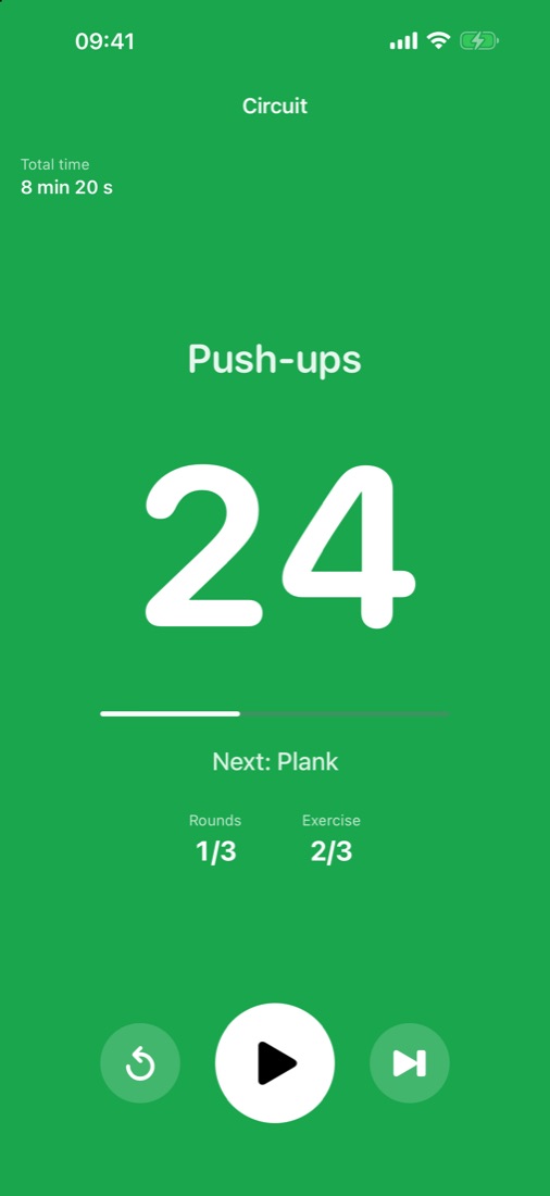Circuit: Push-ups, next Plank